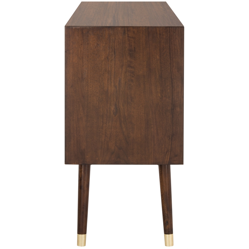 Safavieh Zack 6 Drawer Wood Dresser in Walnut / Brass