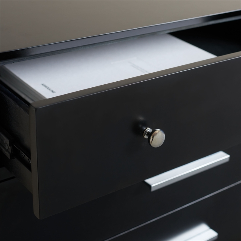 Safavieh Zack 6 Drawer Wood Dresser in Black / Silver
