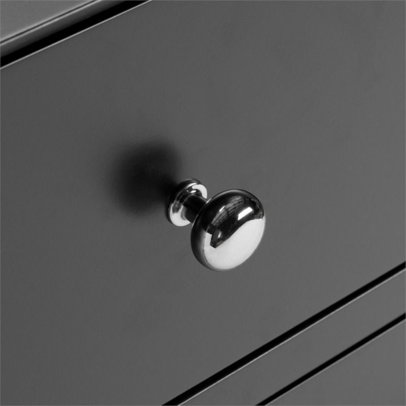 Safavieh Zack 6 Drawer Wood Dresser in Black / Silver