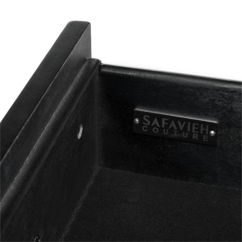 Safavieh Zack 6 Drawer Wood Dresser in Black / Silver