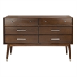 Safavieh Zack 6 Drawer Wood Dresser in Silver / Walnut