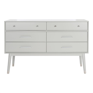 Safavieh Zack 6 Drawer Wood Dresser in Gray / Silver