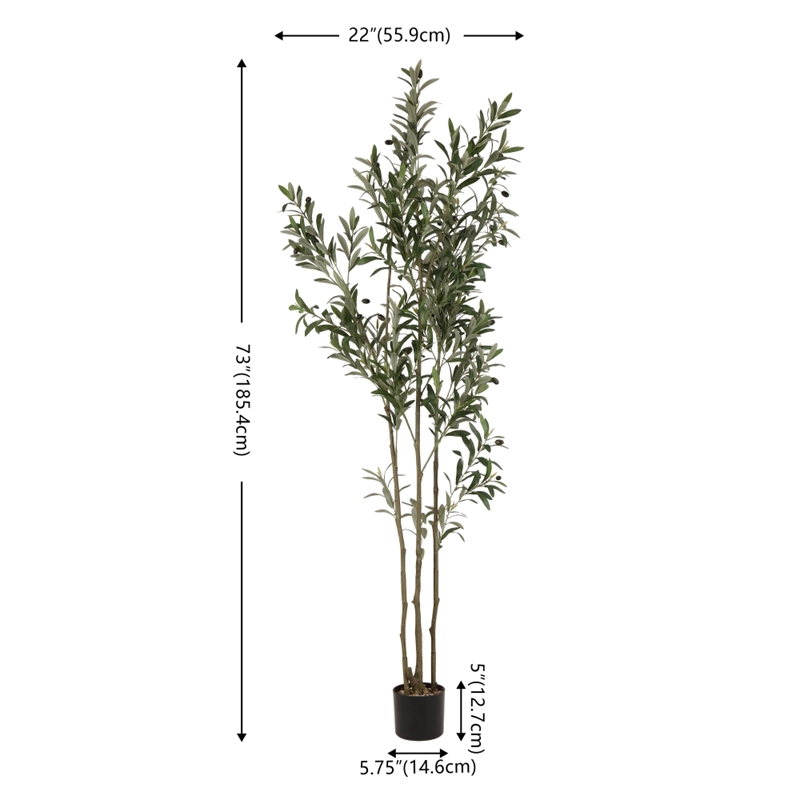 Safavieh Faux 71'' Plastic Olive Tree in Green / Black