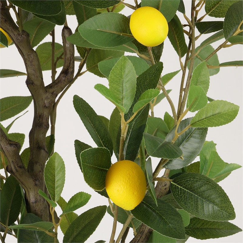Safavieh Faux 59'' Plastic Lemon Tree in Green / Black