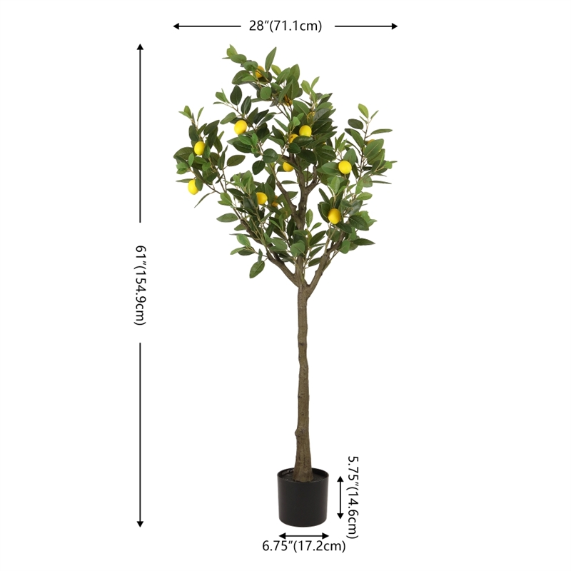 Safavieh Faux 59'' Plastic Lemon Tree in Green / Black