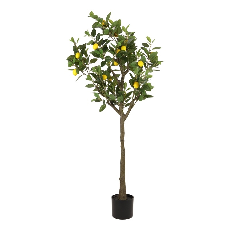 Safavieh Faux 59'' Plastic Lemon Tree in Green / Black