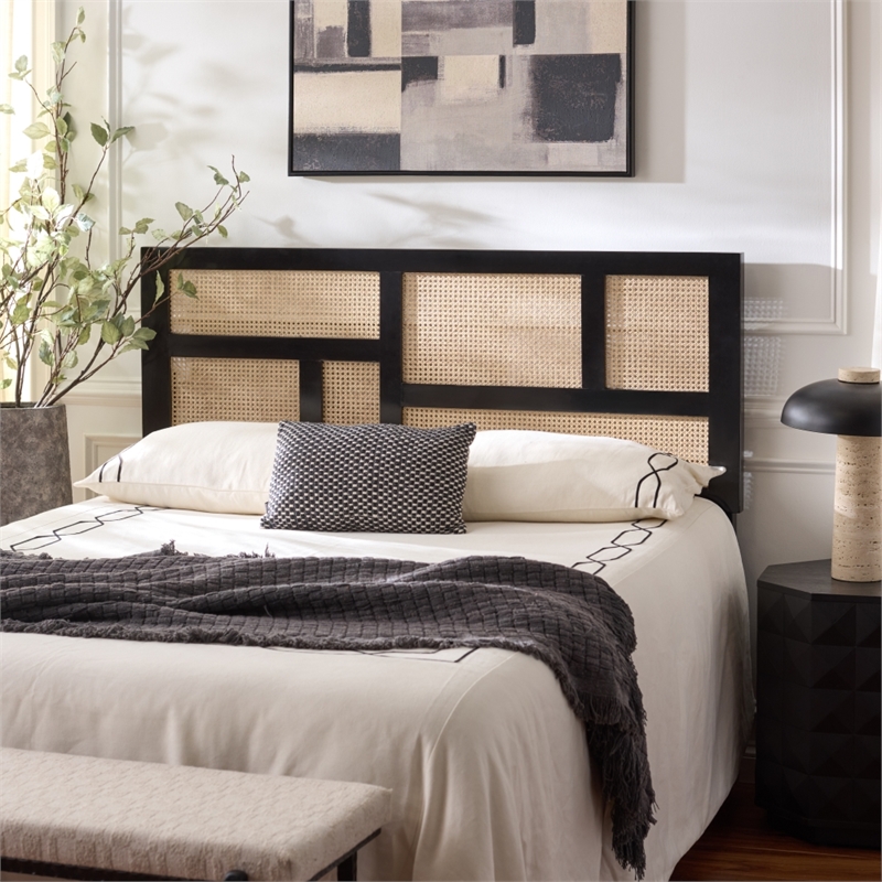 Safavieh Nariely Rattan Headboard in Black