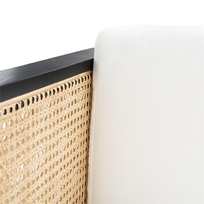 Safavieh Petroski French Cane Rattan Sofa in Black / Natural