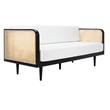 Safavieh Petroski French Cane Rattan Sofa in Black / Natural