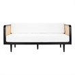 Safavieh Petroski French Cane Rattan Sofa in Black / Natural