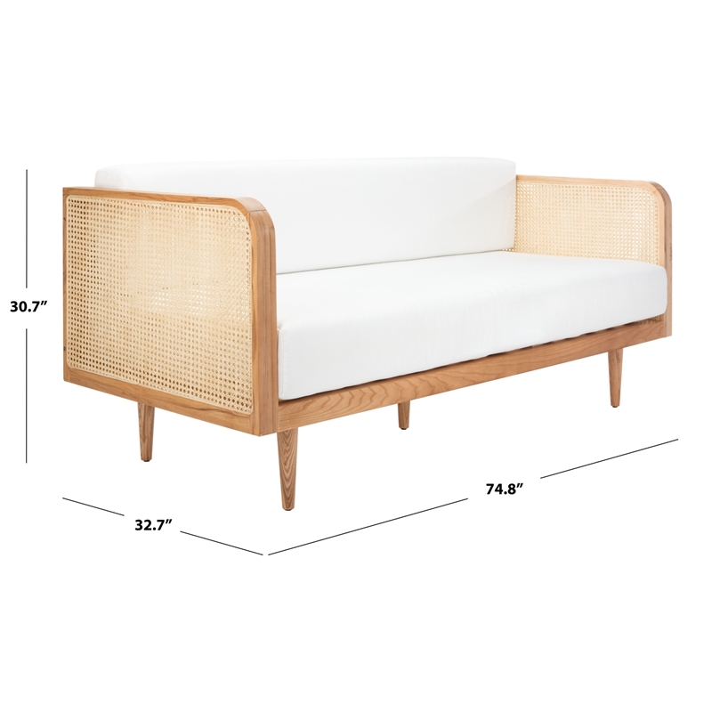 Safavieh Petroski French Cane Rattan Sofa in Natural