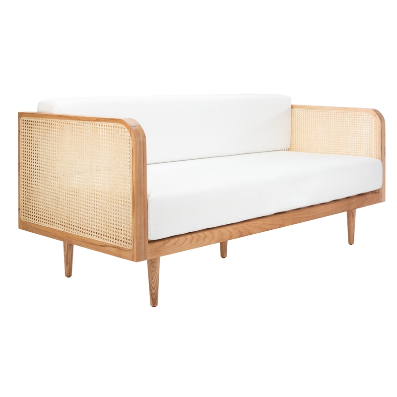 Safavieh Petroski French Cane Rattan Sofa in Natural