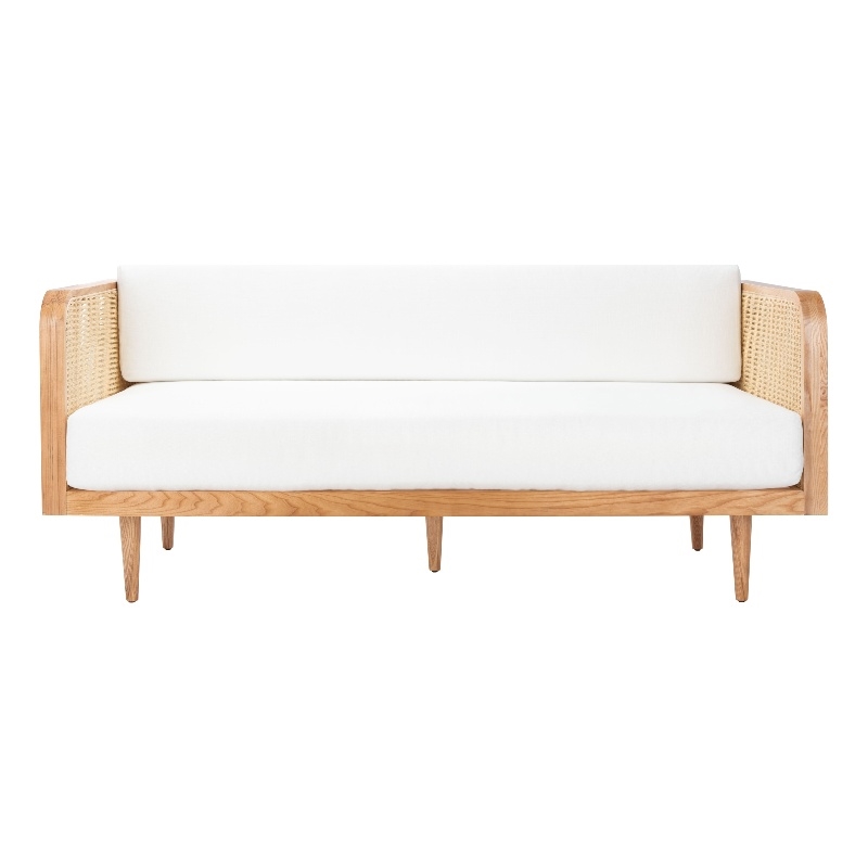 Safavieh Petroski French Cane Rattan Sofa in Natural