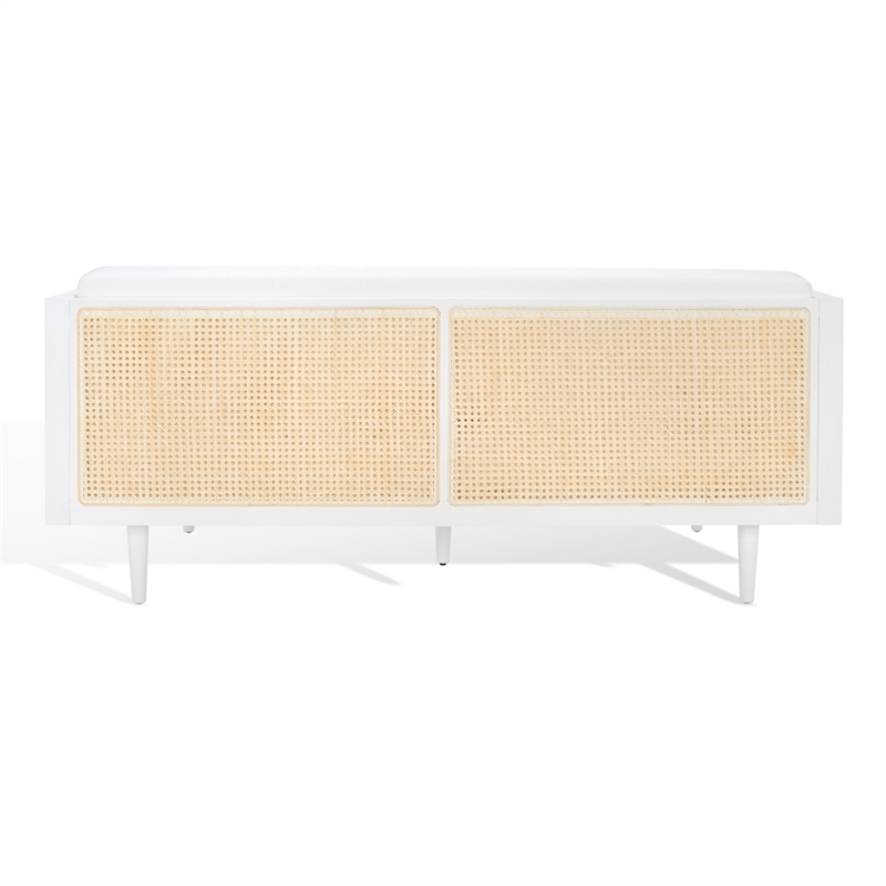 Safavieh Petroski French Cane Rattan Sofa in White / Natural