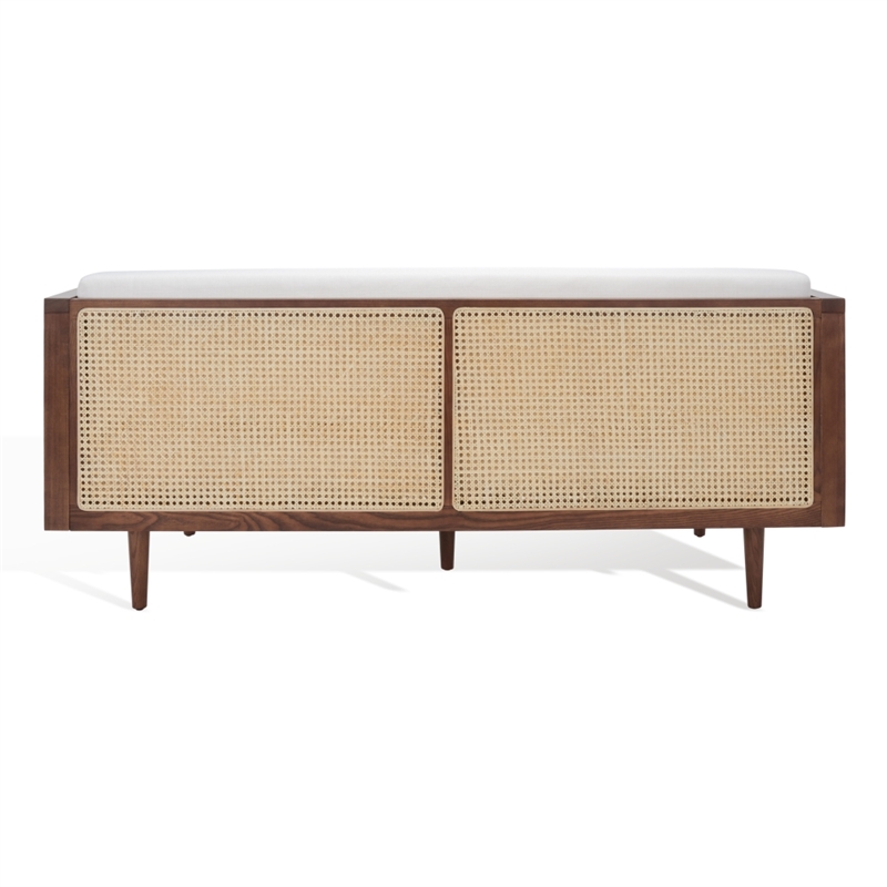 Safavieh Petroski French Cane Rattan Sofa in Walnut / Natural