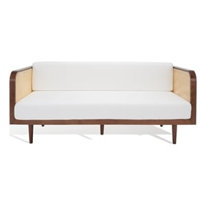 Safavieh Petroski French Cane Rattan Sofa in Walnut / Natural