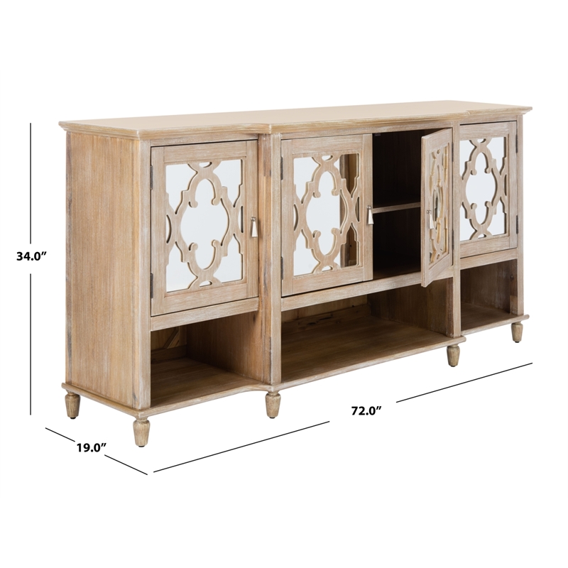 Safavieh Lecarlo Mirrored Wood Sideboard in White