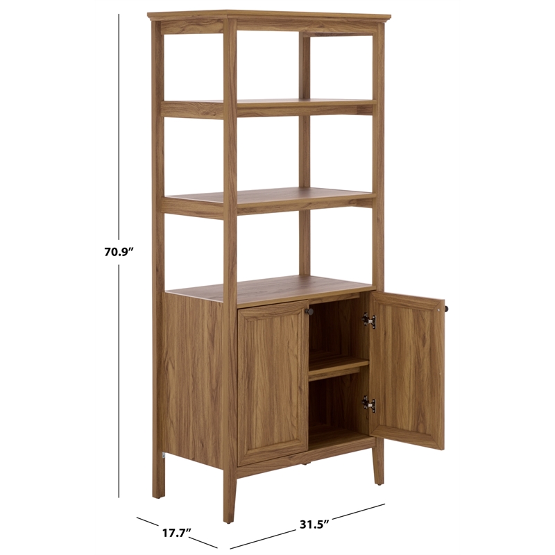 Safavieh Sondra 3 Shelf 1 Wood Cabinet Etagere in Oak