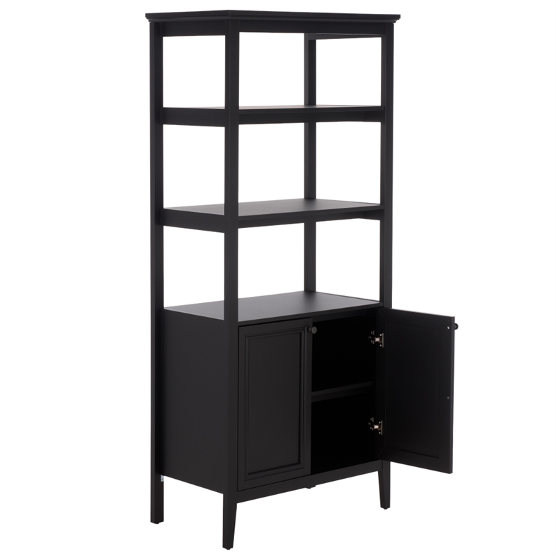 Safavieh Sondra 3 Shelf 1 Wood Cabinet Etagere in Black
