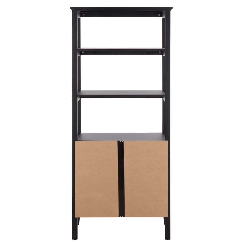 Safavieh Sondra 3 Shelf 1 Wood Cabinet Etagere in Black
