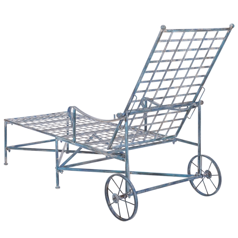 Safavieh Caledonia Iron Chaise Lounge in Blue