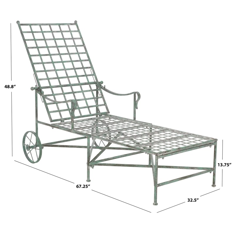 Safavieh Caledonia Iron Chaise Lounge in Green