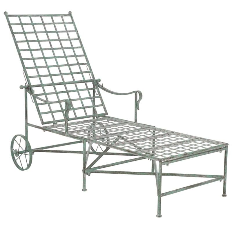 Safavieh Caledonia Iron Chaise Lounge in Green