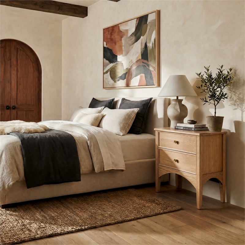 Safavieh Talia 2 Drawer Wood Nightstand in Brown / Oak