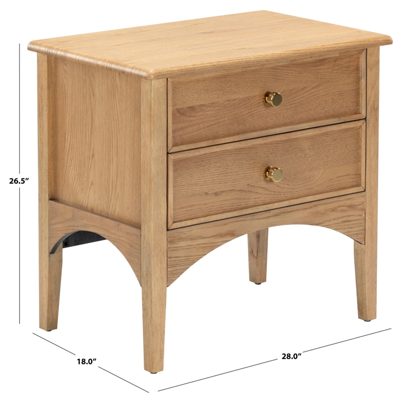 Safavieh Talia 2 Drawer Wood Nightstand in Brown / Oak