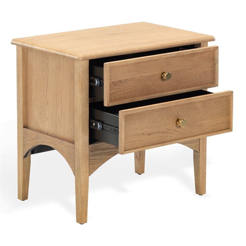 Safavieh Talia 2 Drawer Wood Nightstand in Brown / Oak