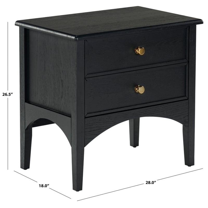 Safavieh Talia 2 Drawer Wood Nightstand in Black