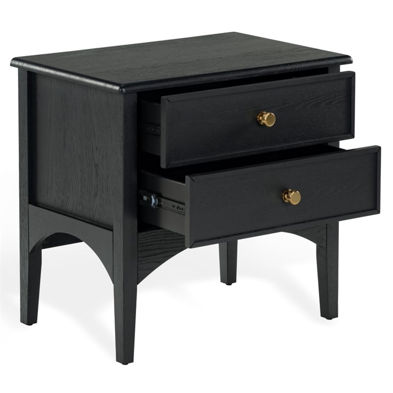 Safavieh Talia 2 Drawer Wood Nightstand in Black