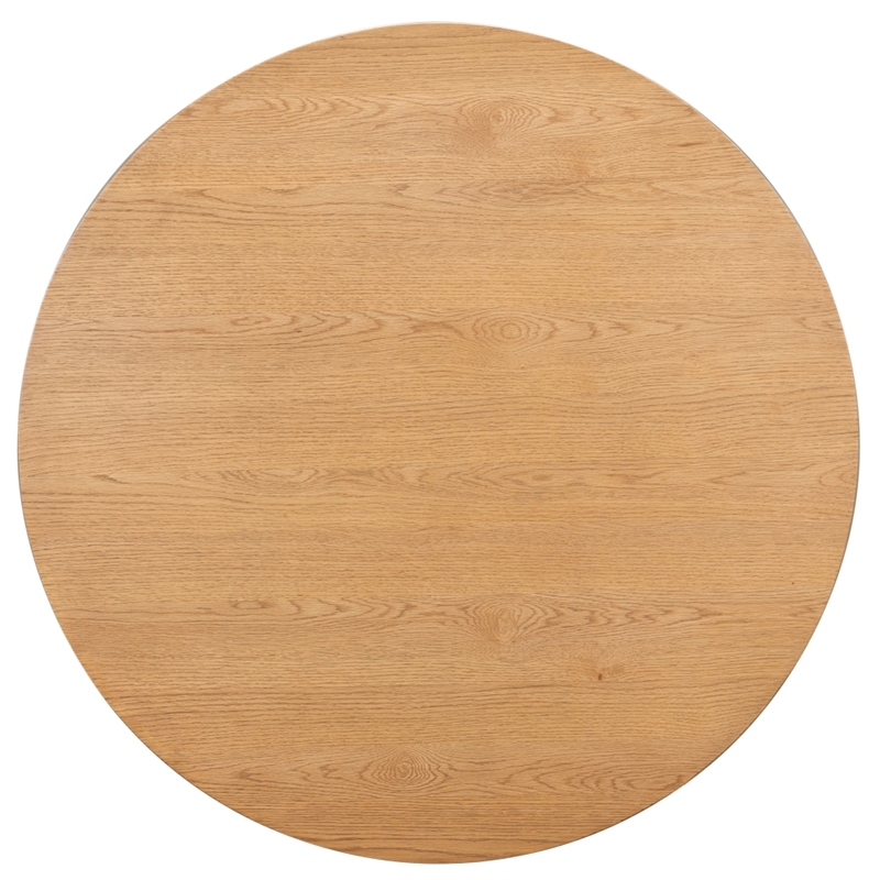Safavieh Cynthia Round Fluted Wood Coffee Table in Brown / Oak