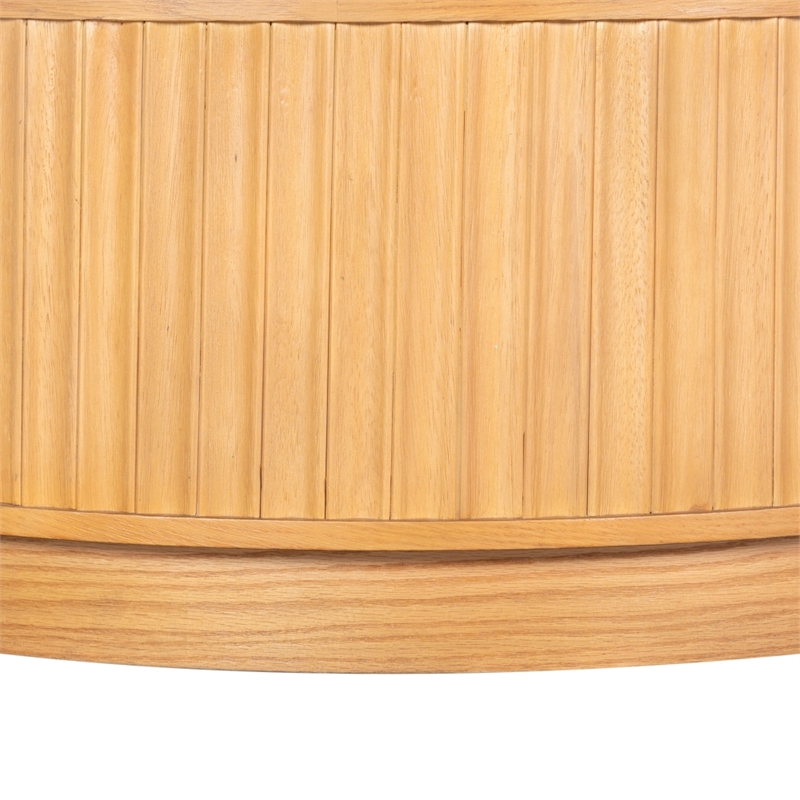 Safavieh Cynthia Round Fluted Wood Coffee Table in Brown / Oak