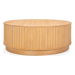 Safavieh Cynthia Round Fluted Wood Coffee Table in Brown / Oak