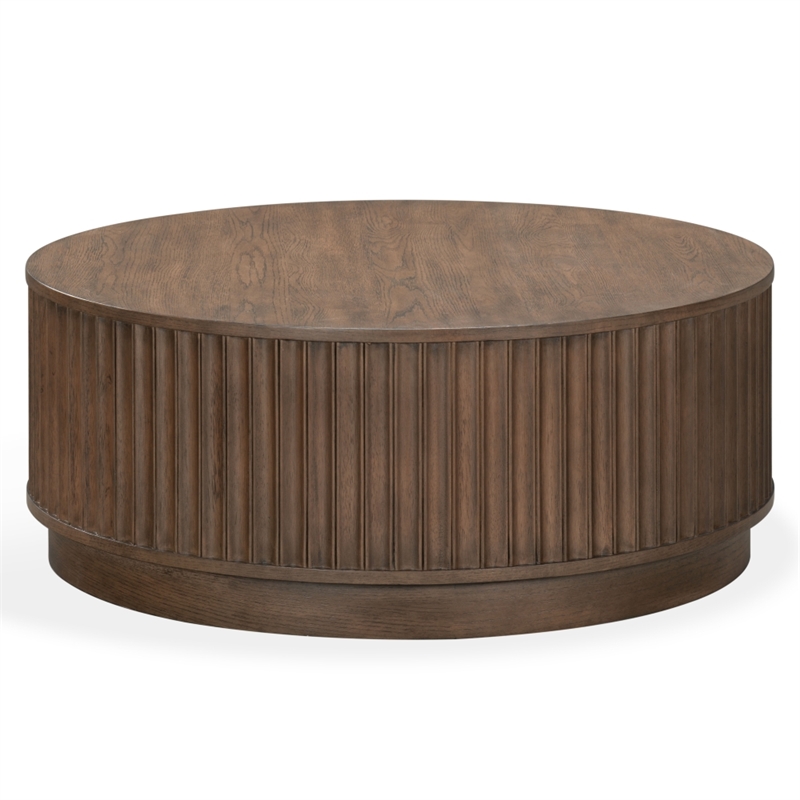 Safavieh Cynthia Rd Fluted  Wood Coffee Table in Brown / Oak