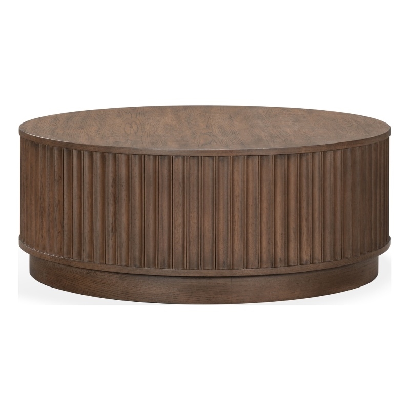Safavieh Cynthia Rd Fluted  Wood Coffee Table in Brown / Oak