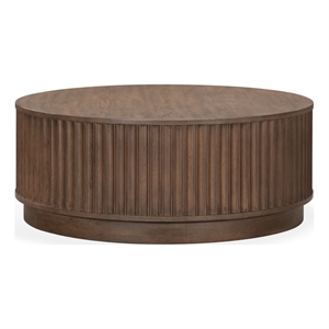 Safavieh Cynthia Rd Fluted  Wood Coffee Table in Brown / Oak