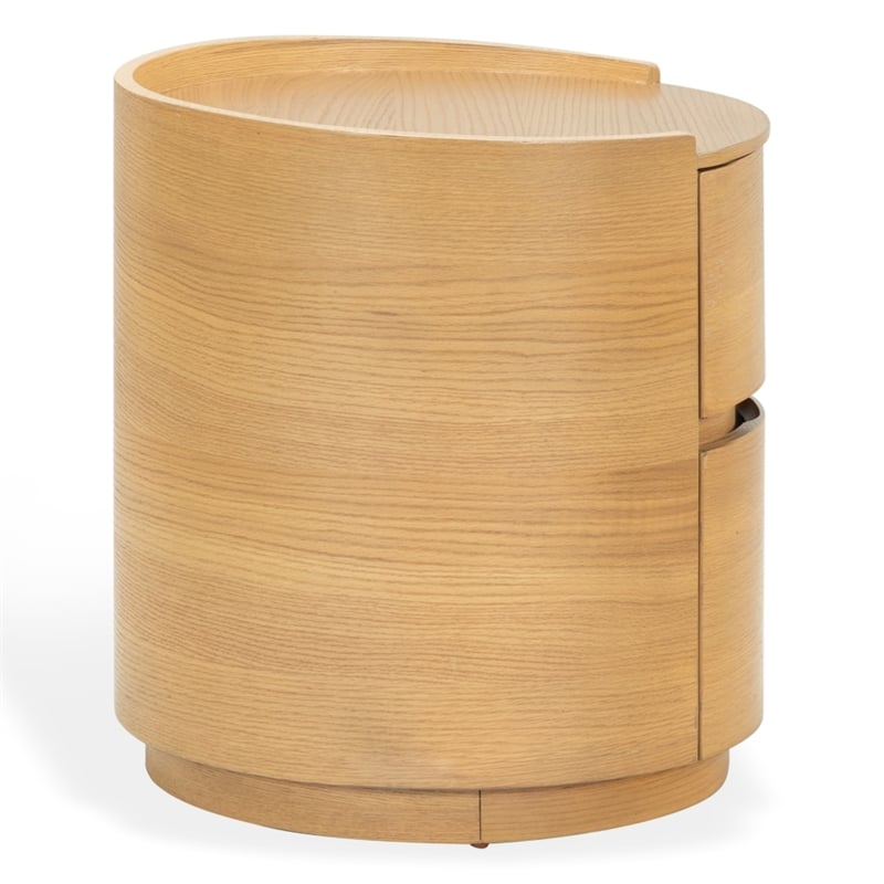 Safavieh Melissa Round 2 Drawer Wood Nightstand in Oak