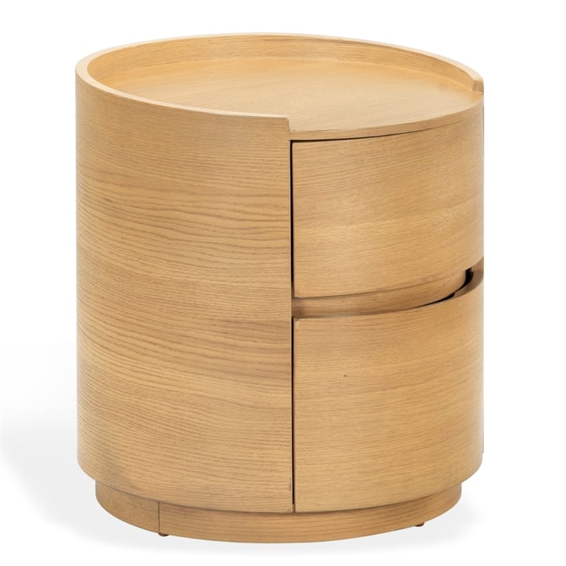 Safavieh Melissa Round 2 Drawer Wood Nightstand in Oak