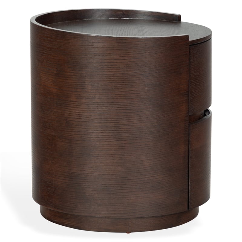 Safavieh Melissa Round 2 Drawer Wood Nightstand in Walnut
