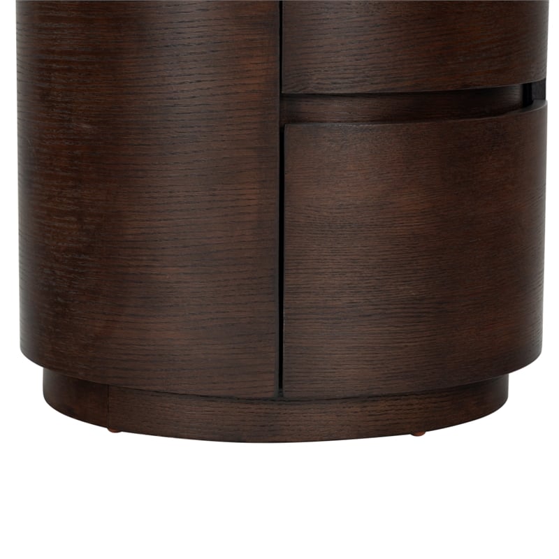 Safavieh Melissa Round 2 Drawer Wood Nightstand in Walnut