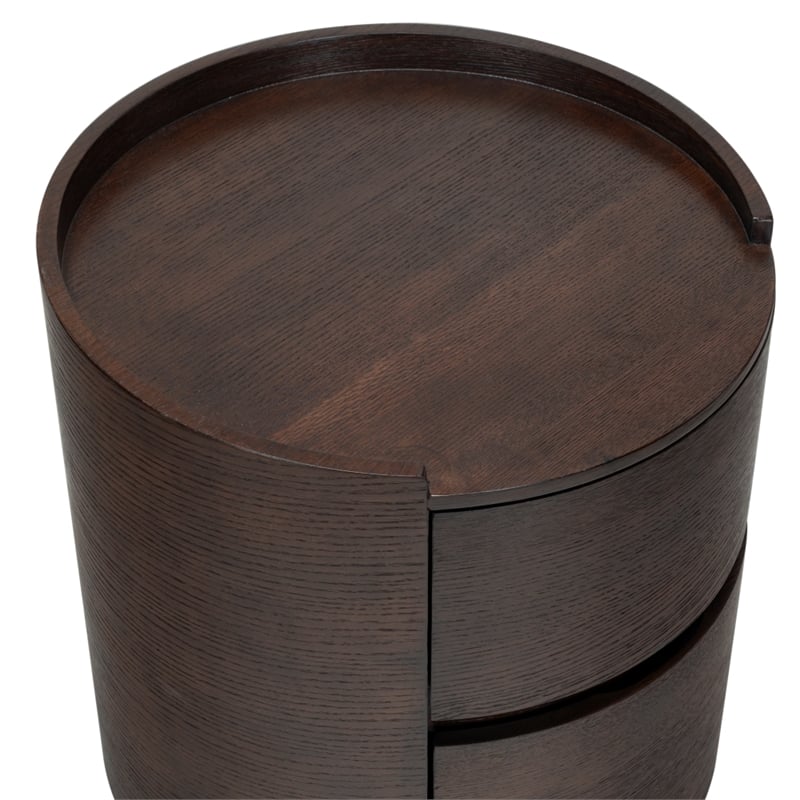 Safavieh Melissa Round 2 Drawer Wood Nightstand in Walnut