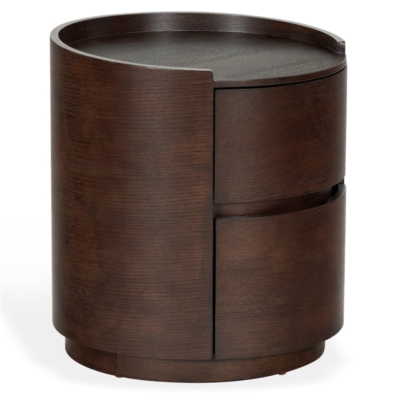 Safavieh Melissa Round 2 Drawer Wood Nightstand in Walnut