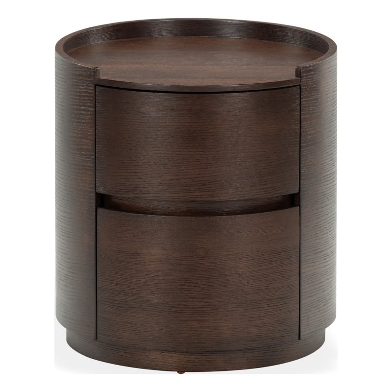 Safavieh Melissa Round 2 Drawer Wood Nightstand in Walnut