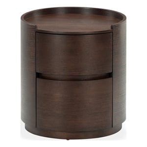 Safavieh Melissa Round 2 Drawer Wood Nightstand in Walnut