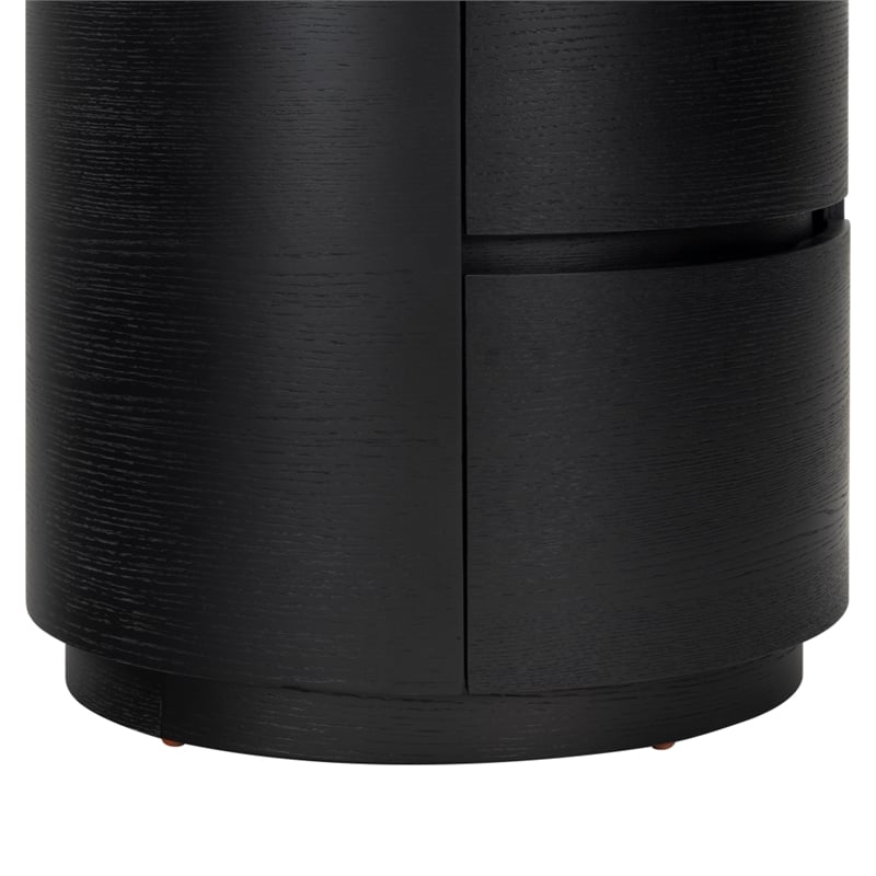 Safavieh Melissa Round 2 Drawer Wood Nightstand in Black