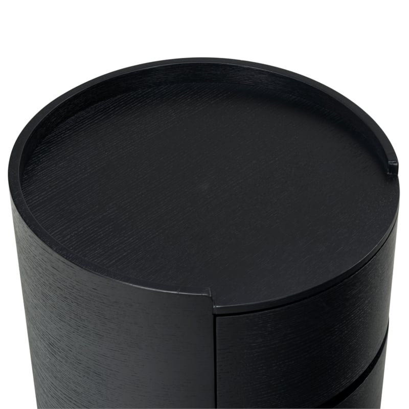 Safavieh Melissa Round 2 Drawer Wood Nightstand in Black