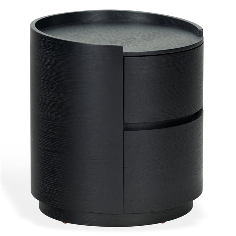Safavieh Melissa Round 2 Drawer Wood Nightstand in Black