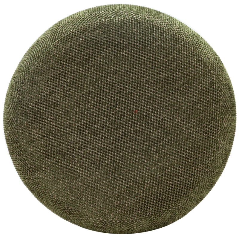 Safavieh Cecelia Round Chenille and Wood Ottoman in Green / Walnut